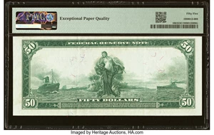 image for: Fr. 1063 $50 1914 Federal Reserve Note PMG About Uncirculated 55 EPQ....