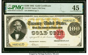 image for: Fr. 1210 $100 1882 Gold Certificate PMG Choice Extremely Fine 45....