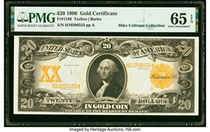 image for: Fr. 1186 $20 1906 Gold Certificate PMG Gem Uncirculated 65 EPQ....