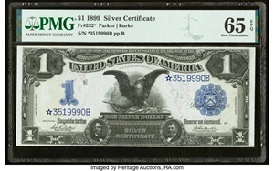 image for: Fr. 232* $1 1899 Silver Certificate Star PMG Gem Uncirculated 65 EPQ....