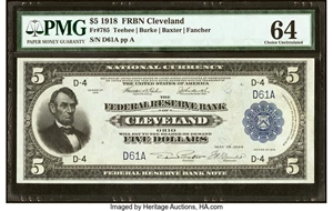 image for: Low Serial Number D61A Fr. 785 $5 1918 Federal Reserve Bank Note PMG Choice Uncirculated 64....