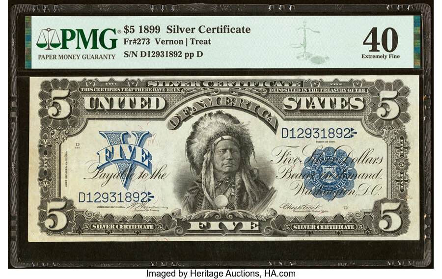 image for: Fr. 273 $5 1899 Silver Certificate PMG Extremely Fine 40....
