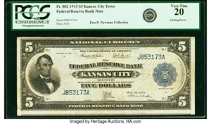 image for: Fr. 802 $5 1915 Federal Reserve Bank Note PCGS Very Fine 20....
