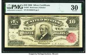 image for: Fr. 297 $10 1886 Silver Certificate PMG Very Fine 30....