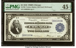image for: Fr. 765 $2 1918 Federal Reserve Bank Note PMG Choice Extremely Fine 45 EPQ....