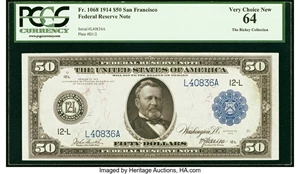 image for: Fr. 1068 $50 1914 Federal Reserve Note PCGS Very Choice New 64....