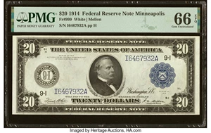 image for: Fr. 999 $20 1914 Federal Reserve Note PMG Gem Uncirculated 66 EPQ....