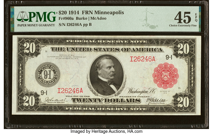 image for: Fr. 960a $20 1914 Red Seal Federal Reserve Note PMG Choice Extremely Fine 45 EPQ....