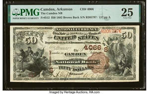 image for: Camden, AR - $50 1882 Brown Back Fr. 512 The Camden National Bank Ch. # (S)4066 PMG Very Fine 25....