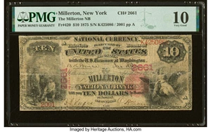 image for: Millerton, NY - $10 1875 Fr. 420 The Millerton National Bank Ch. # 2661 PMG Very Good 10....