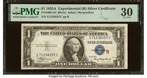image for: Fr. 1609 $1 1935A R Silver Certificate. PMG Very Fine 30....