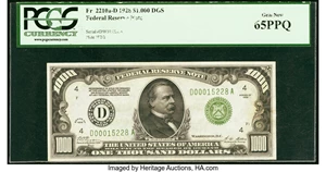 image for: Fr. 2210-D $1,000 1928 Federal Reserve Note. PCGS Gem New 65PPQ....
