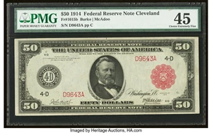 image for: Fr. 1015b $50 1914 Red Seal Federal Reserve Note PMG Choice Extremely Fine 45....