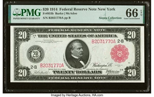 image for: Fr. 953b $20 1914 Red Seal Federal Reserve Note PMG Gem Uncirculated 66 EPQ....