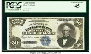 image for: Fr. 335 $50 1891 Silver Certificate PCGS Extremely Fine 45....