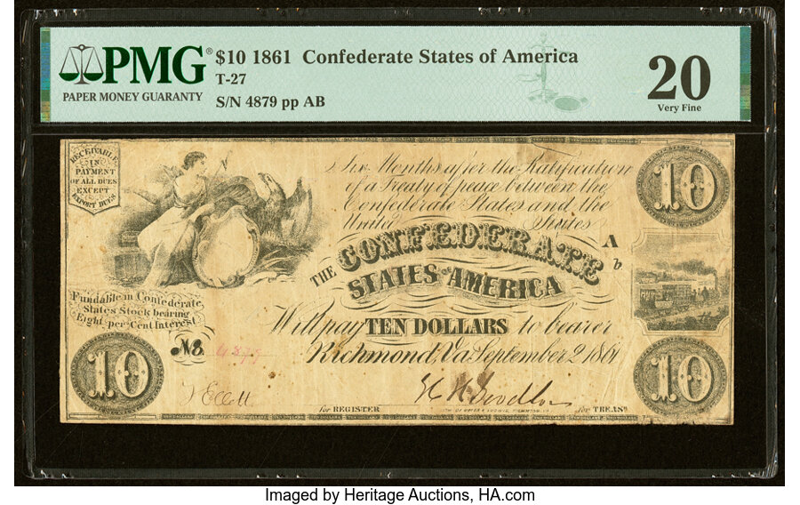 image for: T27 $10 1861 PF-1 Cr. 221 PMG Very Fine 20....
