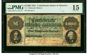 image for: T1 $1,000 1861 PF-1 Cr. 1 PMG Choice Fine 15....