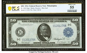 image for: Fr. 1034 $50 1914 Federal Reserve Note PCGS Banknote About Unc 55....