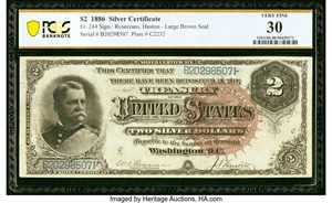 image for: Fr. 244 $2 1886 Silver Certificate PCGS Banknote Very Fine 30....