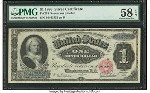 image for: Fr. 215 $1 1886 Silver Certificate PMG Choice About Unc 58 EPQ....