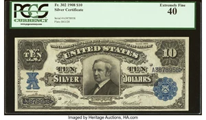 image for: Fr. 302 $10 1908 Silver Certificate PCGS Extremely Fine 40....