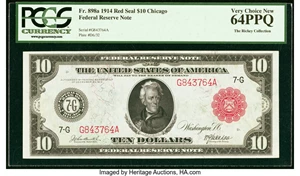 image for: Fr. 898a $10 1914 Red Seal Federal Reserve Note PCGS Very Choice New 64PPQ....