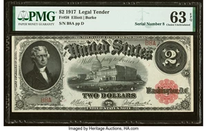 image for: Fr. 58 $2 1917 Legal Tender PMG Choice Uncirculated 63 EPQ....