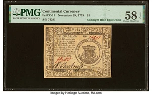 image for: Continental Currency November 29, 1775 $1 PMG Choice About Unc 58 EPQ....