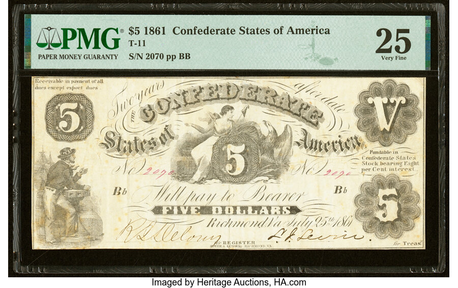 image for: T11 $5 1861 PF-4 Cr. 44 PMG Very Fine 25....