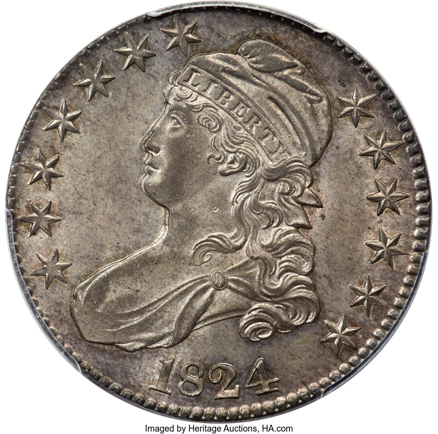 image for: 1824 50C O-111, R.3, MS64 PCGS. CAC....