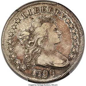 image for: 1796 $1 Large Date, Small Letters, B-5, BB-65, R.2, VF30 PCGS....