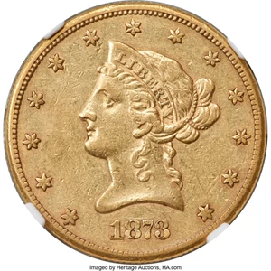 image for: 1873-CC $10 AU53 NGC....