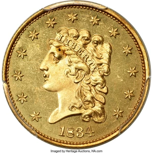 image for: 1834 $2 1/2 Small Head, HM-1, JD-1, R.7 as a Proof, PR64 Cameo PCGS....