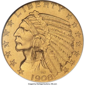 image for: 1908 $5 JD-1, R.4, PR66 NGC....