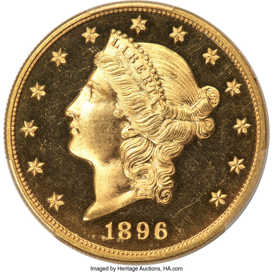 image for: 1896 $20 PR64 Deep Cameo PCGS. CAC. JD-1, Low R.5....