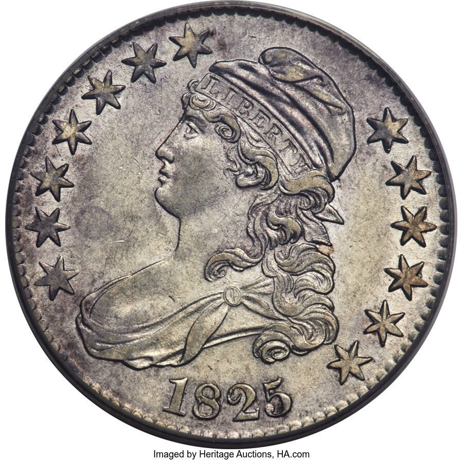 image for: 1825 50C O-106, R.2, AU50 PCGS....