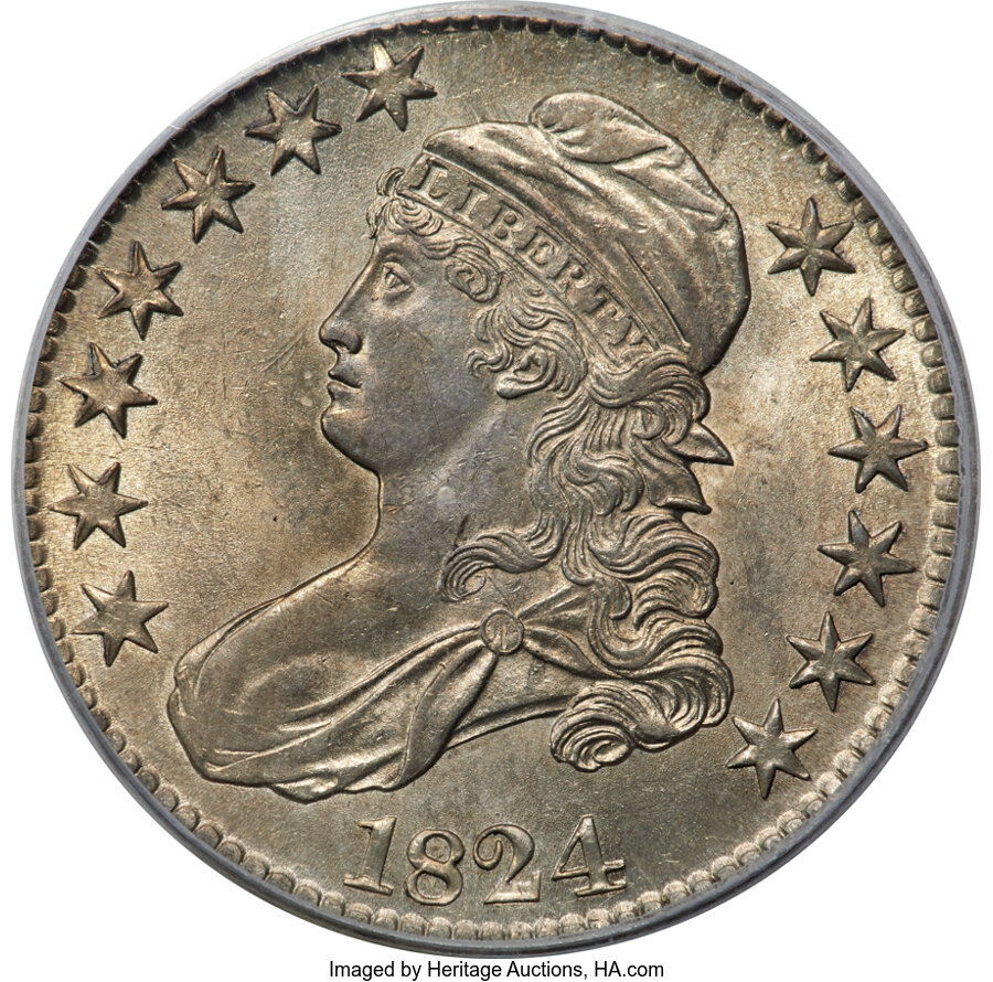 image for: 1824 50C O-108, R.3, MS63 PCGS....