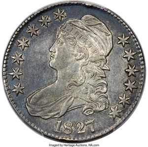image for: 1827 50C Square Base 2, O-107, R.3, AU53 PCGS....