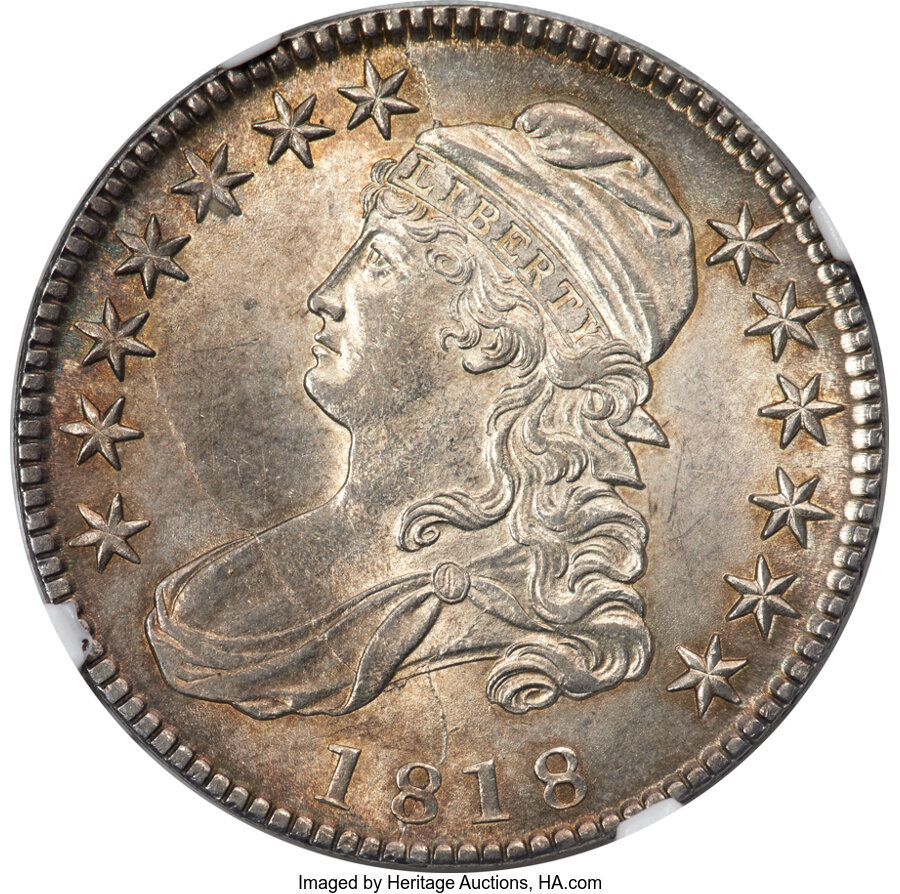 image for: 1818 50C O-104a, R.3, MS64 NGC....