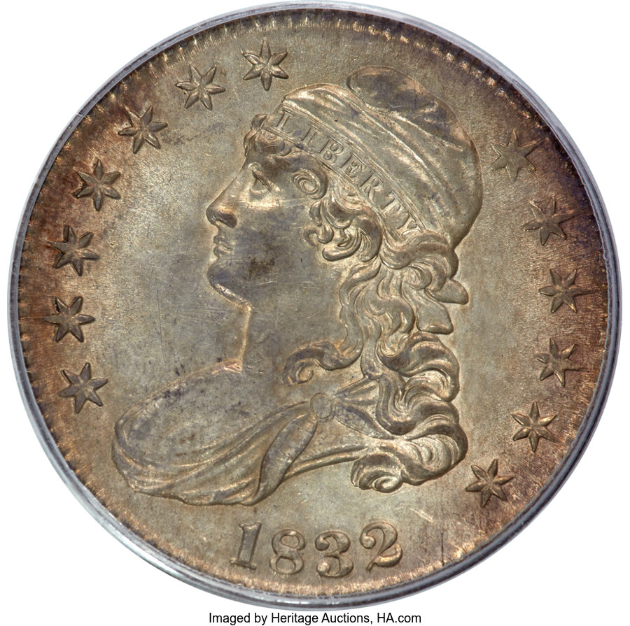 image for: 1832 50C Small Letters, O-116, R.3, AU55 PCGS....