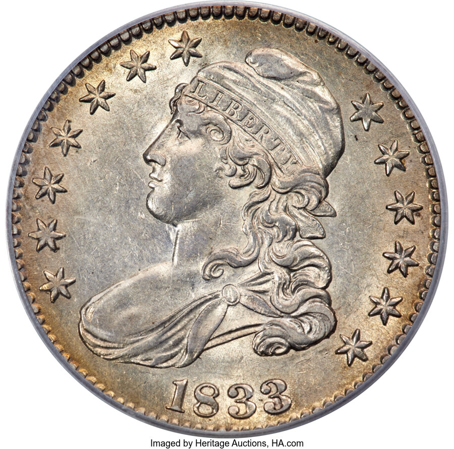 image for: 1833 50C O-104, R.1, AU55 PCGS....
