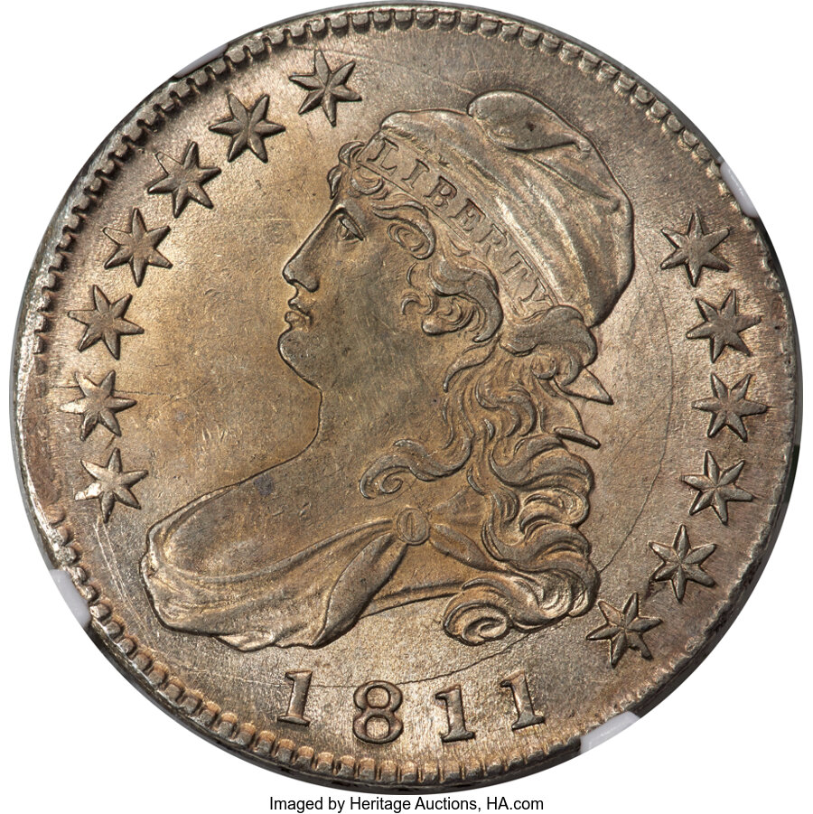 image for: 1811 50C Large 8, O-104a, R.1, AU55 NGC....