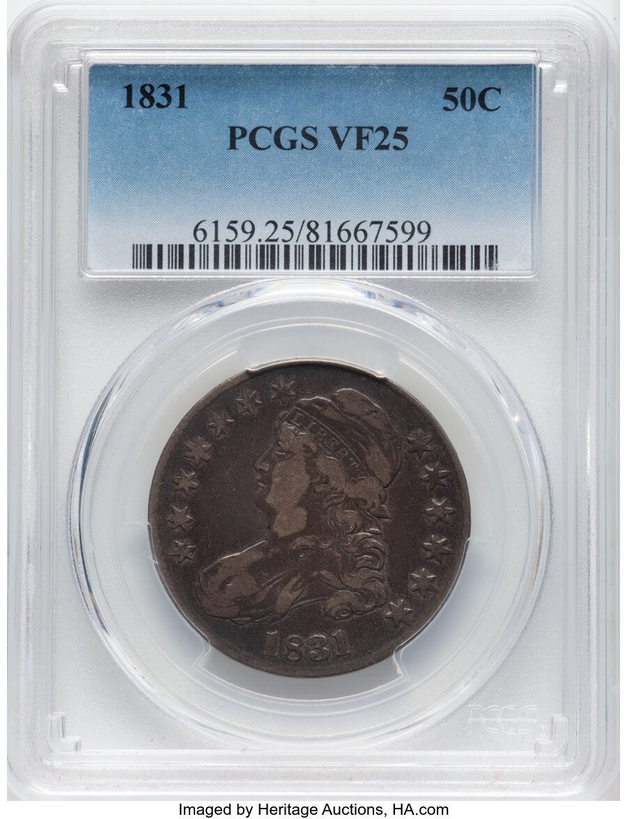 image for: 1831 50C O-103, R.1, VF25 PCGS. PCGS Population: (67/2819).  Mintage 5,873,660....