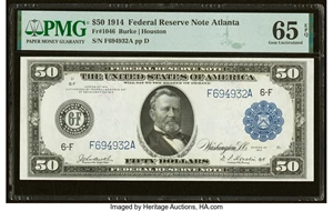 image for: Fr. 1046 $50 1914 Federal Reserve Note PMG Gem Uncirculated 65 EPQ....