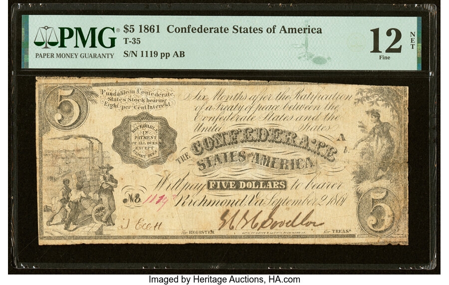 image for: T35 $5 1861 PF-1 Cr. 271 PMG Fine 12 Net....