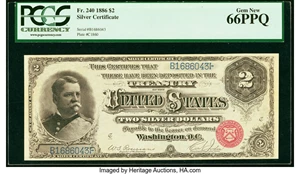 image for: Fr. 240 $2 1886 Silver Certificate PCGS Gem New 66PPQ....