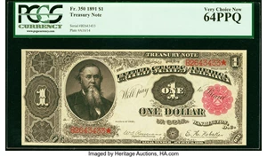 image for: Fr. 350 $1 1891 Treasury Note PCGS Very Choice New 64PPQ....
