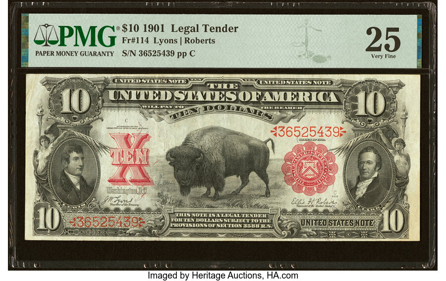 image for: Fr. 114 $10 1901 Legal Tender PMG Very Fine 25....
