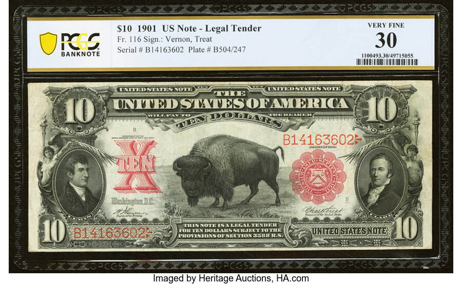 image for: Fr. 116 $10 1901 Legal Tender PCGS Banknote Very Fine 30....