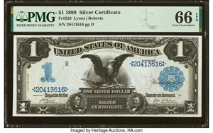 image for: Fr. 226 $1 1899 Silver Certificate PMG Gem Uncirculated 66 EPQ....